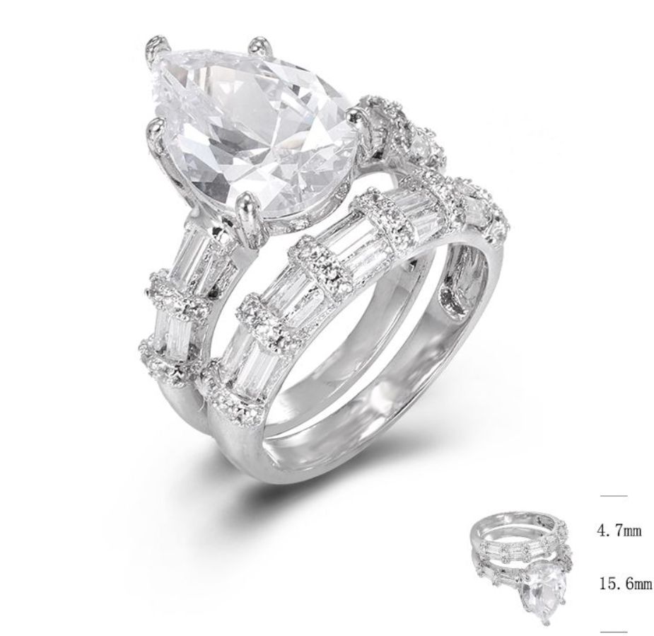 SJ39440, Ladies' Moissanite Ring, S925, Rhodium Plated, White, 8.5g