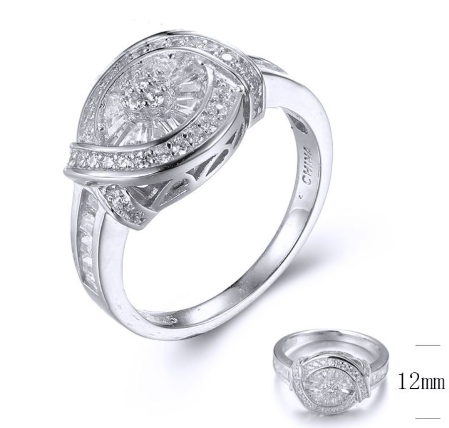 SJ34394, Ladies' Moissanite Ring, S925, Rhodium Plated, White, 3.78g