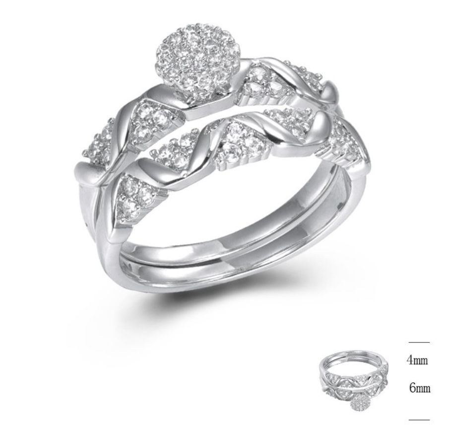 SJ44849, Ladies' Moissanite Ring, S925, Rhodium Plated, White, 4.03g