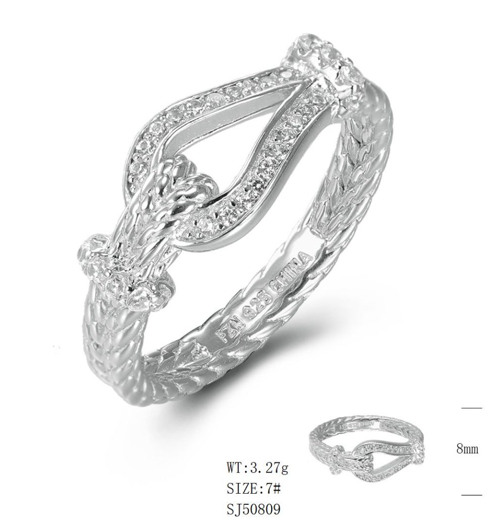 SJ50809, Ladies' Moissanite Ring, S925, Rhodium Plated, White, 3.29g