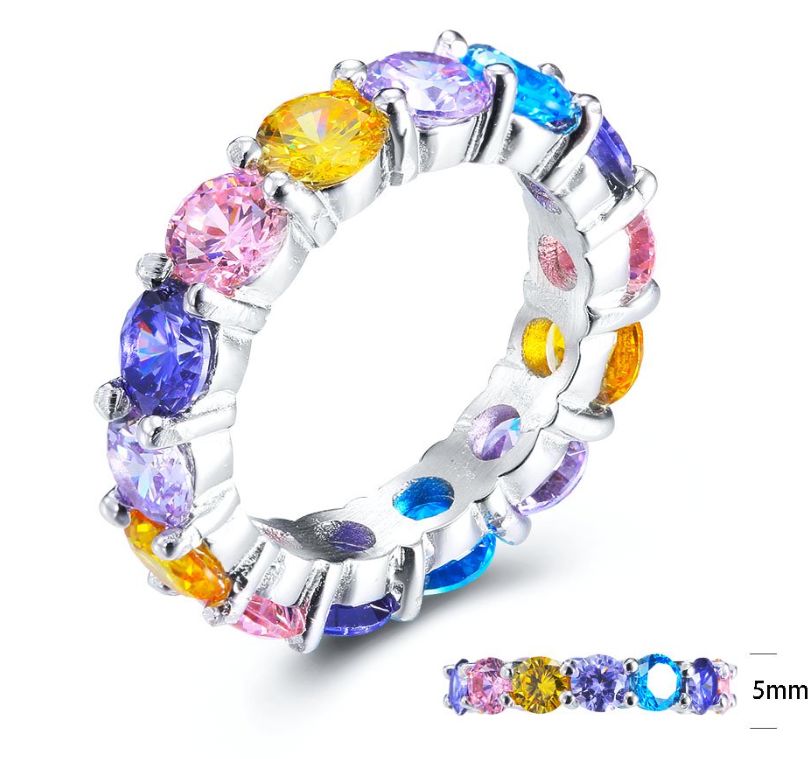 SJ21758, Ladies' Moissanite Ring, S925, Rhodium Plated, White, 6.8g