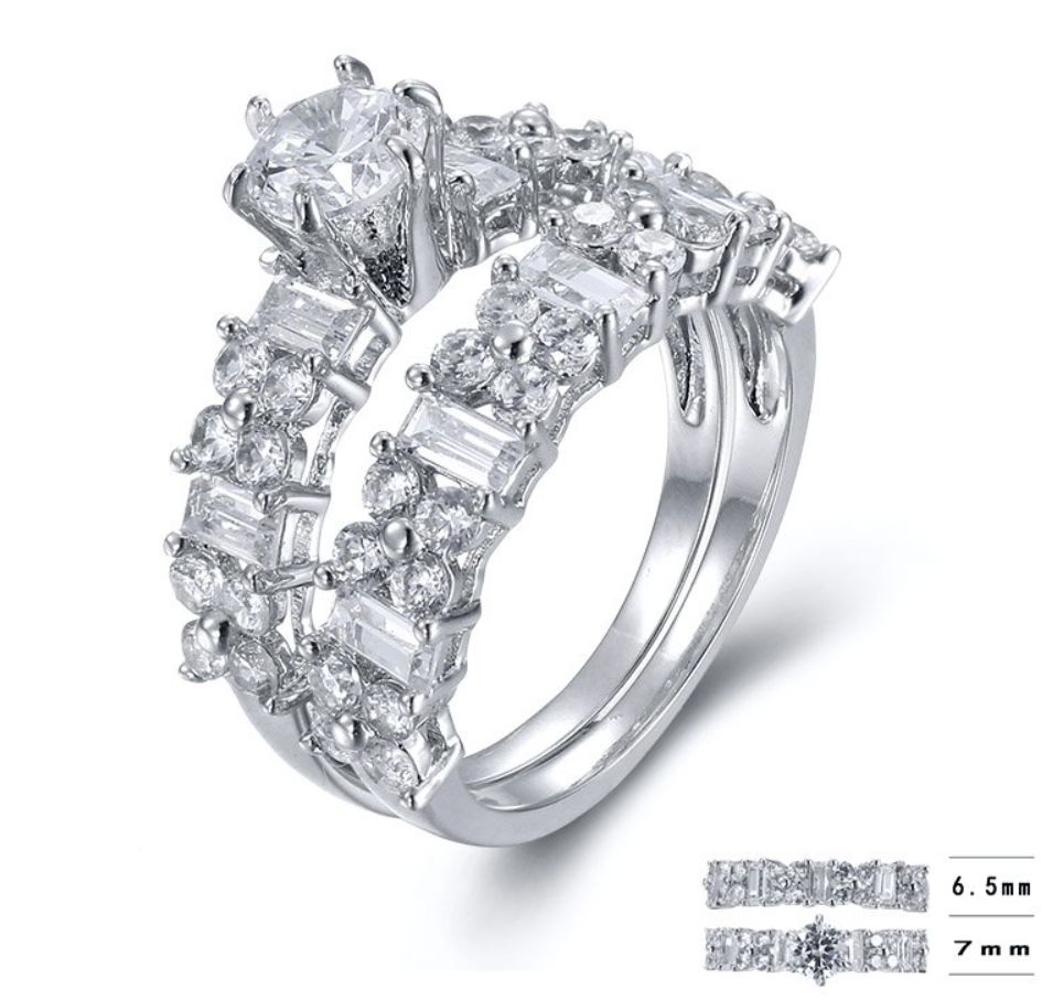SJ22586, Ladies' Moissanite Ring, S925, Rhodium Plated, White, 5.04g
