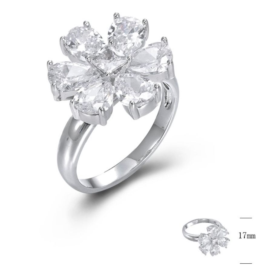 SJ44873, Ladies' Moissanite Ring, S925, Rhodium Plated, White, 5.39g