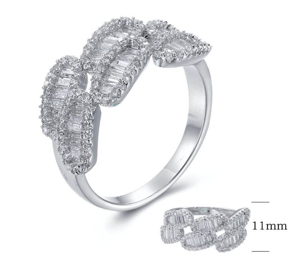 SJ26721, Ladies' Moissanite Ring, S925, Rhodium Plated, White, 4.8g