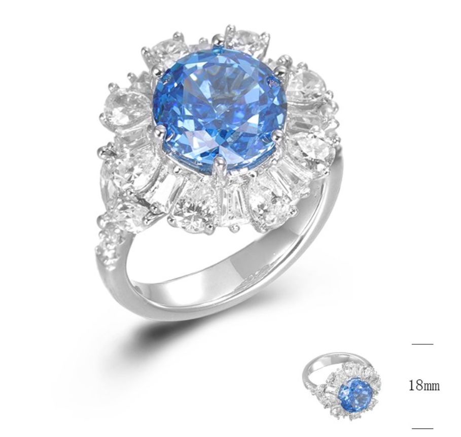 BGR01397, Ladies' Moissanite Ring, S925, Rhodium Plated, White, 7.87g