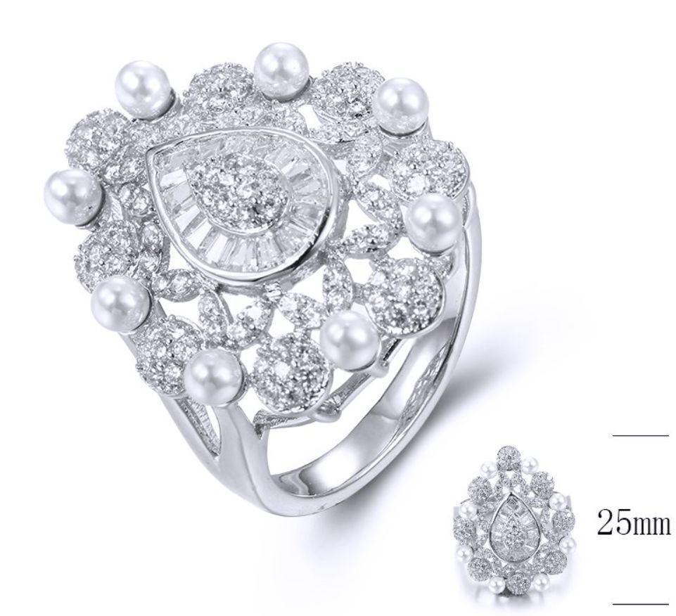 SJ35829, Ladies' Moissanite Ring, S925, Rhodium Plated, White, 5.75g