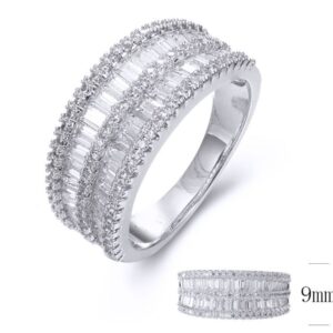 SJ34332-C, Ladies' Moissanite Ring, S925, Rhodium + Black Rhodium Plated, Silver, 4.61g