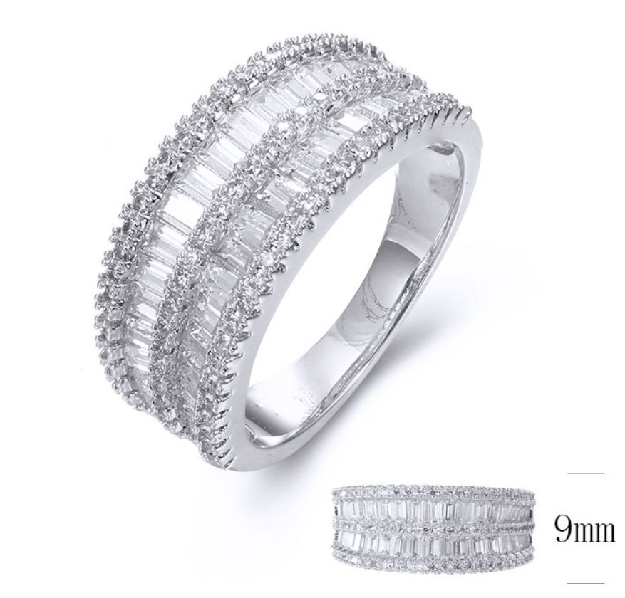 SJ34332-C, Ladies' Moissanite Ring, S925, Rhodium + Black Rhodium Plated, Silver, 4.61g