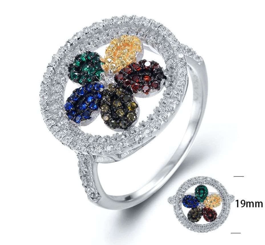 SJ21516, Ladies' Moissanite Ring, S925, Rhodium Plated, White, 4.71g