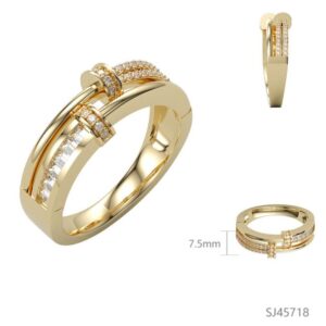 SJ45718, Ladies' Moissanite Ring, S925, Rhodium Plated, White, 3.58g