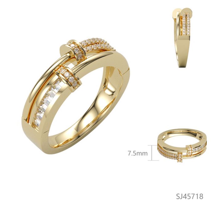 SJ45718, Ladies' Moissanite Ring, S925, Rhodium Plated, White, 3.58g