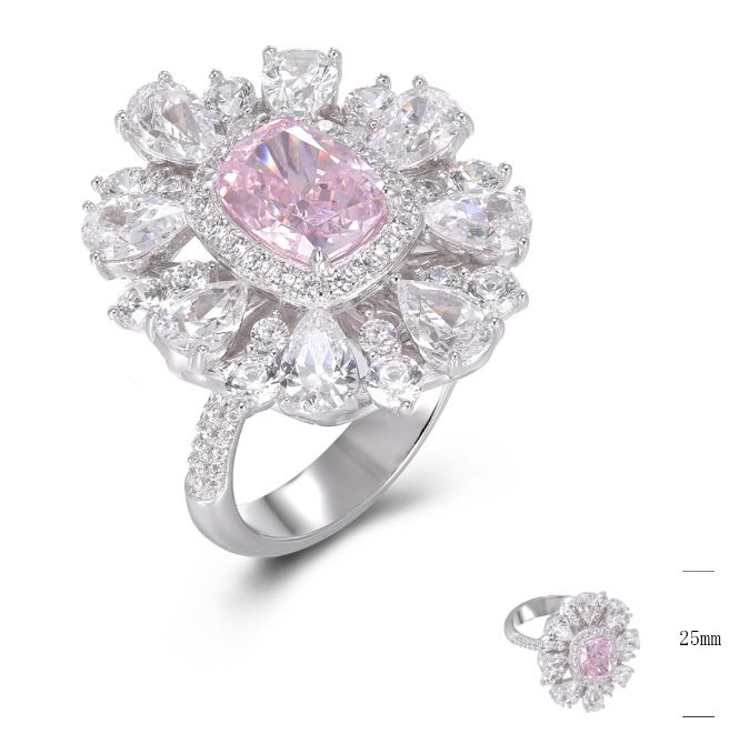 SJ48277, Ladies' Moissanite Ring, S925, Rhodium Plated, White, 11.52g