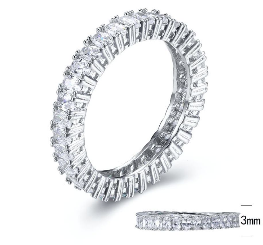 SJ30422, Ladies' Moissanite Ring, S925, Rhodium Plated, White, 2.57g