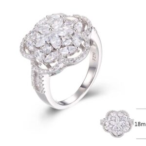 SJ27624, Ladies' Moissanite Ring, S925, Rhodium Plated, White, 6.51g
