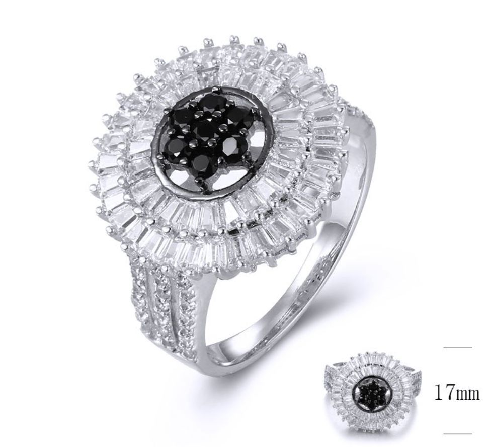 SJ34715, Ladies' Moissanite Ring, S925, Rhodium Plated, White, 5.02g