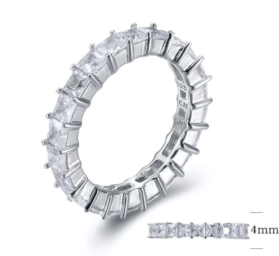 SJ26850, Ladies' Moissanite Ring, S925, Rhodium Plated, White, 4.18g