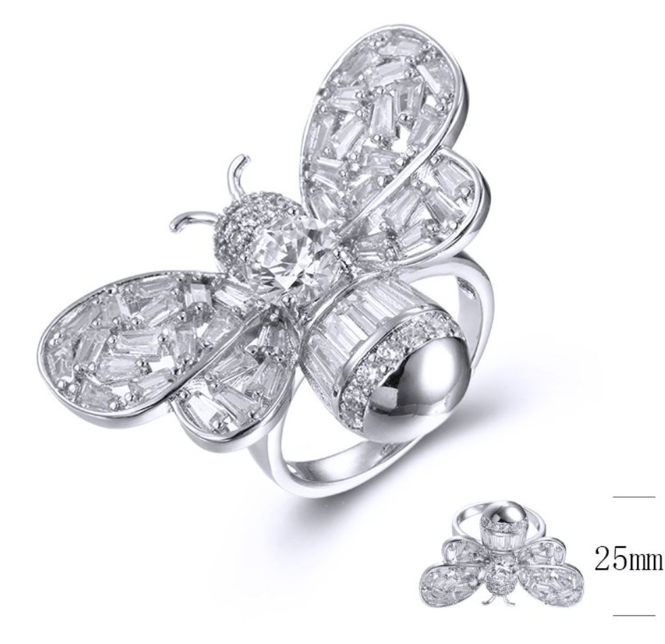 SJ39002, Ladies' Moissanite Ring, S925, Rhodium Plated, White, 9.41g