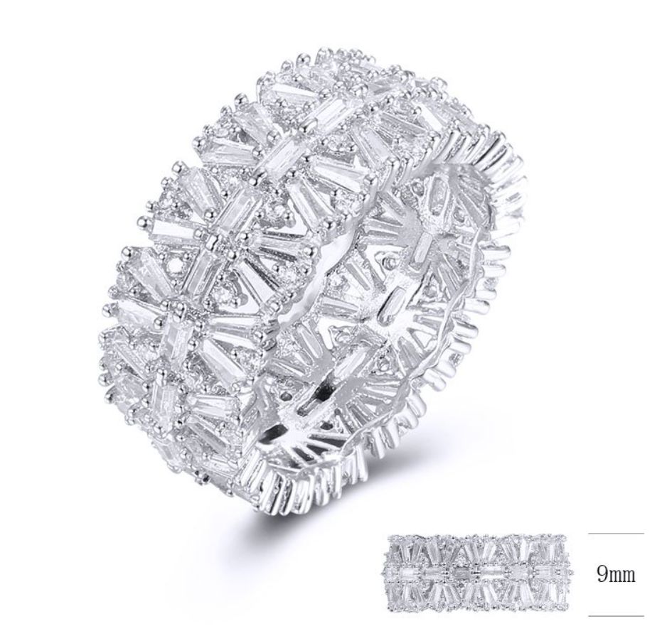 SJ32183, Ladies' Moissanite Ring, S925, Rhodium Plated, White, 5.96g