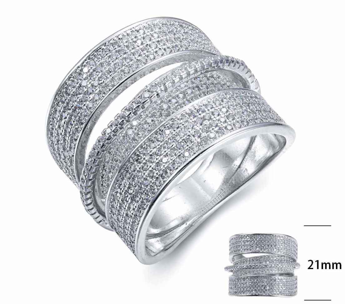 SJ23747, Ladies' Moissanite Ring, S925, Rhodium Plated, White, 7.36g