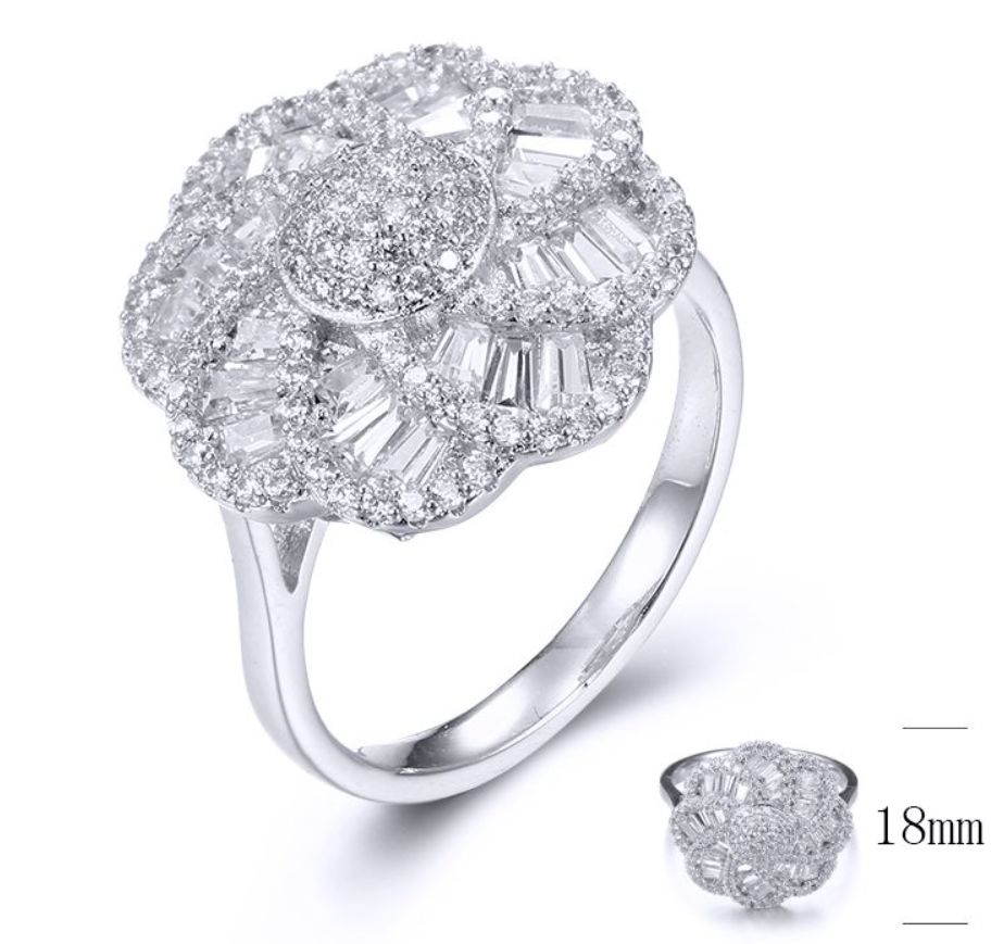 SJ33433, Ladies' Moissanite Ring, S925, Rhodium Plated, White, 4.25g