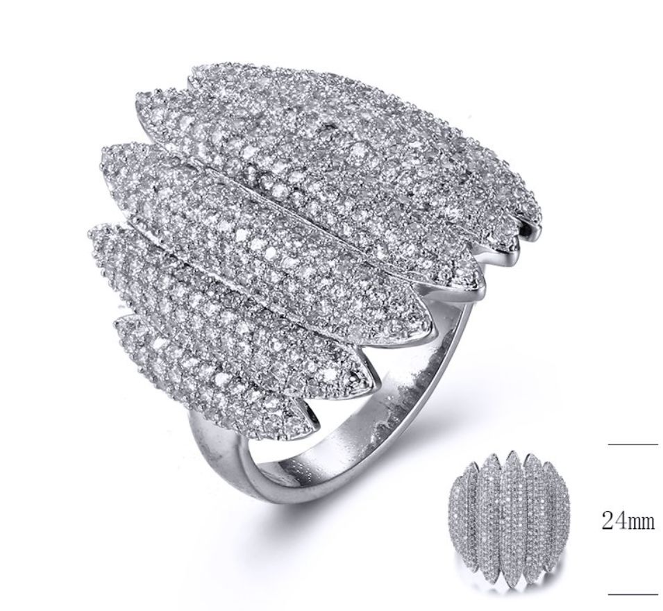 SJ33006, Ladies' Moissanite Ring, S925, Rhodium Plated, White, 5.92g