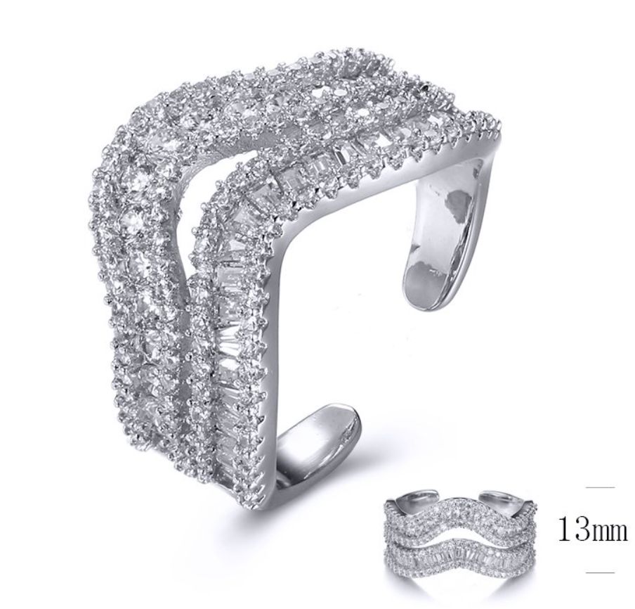 SJ32823, Ladies' Moissanite Ring, S925, Rhodium Plated, White, 4.37g