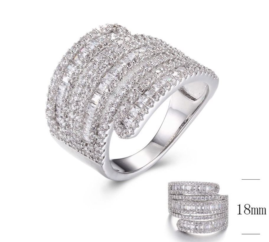 SJ29843, Ladies' Moissanite Ring, S925, Rhodium Plated, White, 7.66g