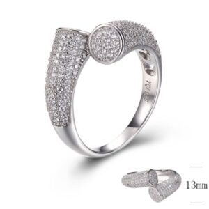 SJ29284-C, Ladies' Moissanite Ring, S925, Rhodium + Black Rhodium Plated, Silver, 10.16g