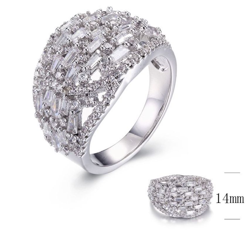 SJ29830, Ladies' Moissanite Ring, S925, Rhodium Plated, White, 5.96g