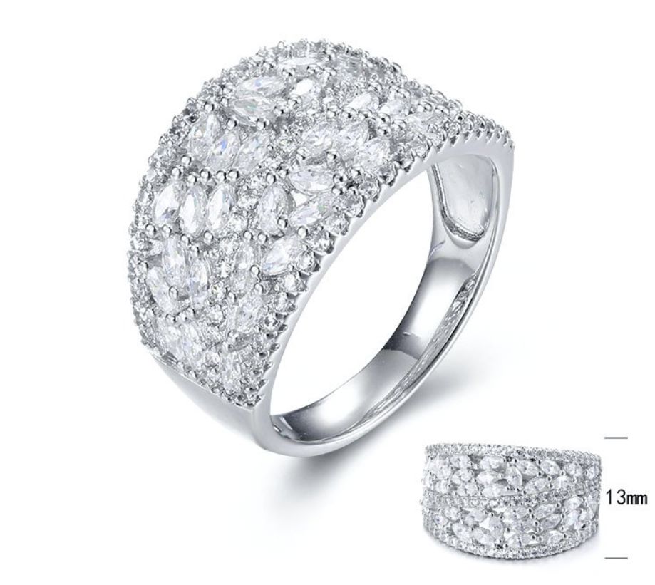 SJ30347, Ladies' Moissanite Ring, S925, Rhodium Plated, White, 4.24g