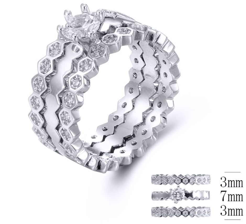 SJ34069, Ladies' Moissanite Ring, S925, Rhodium Plated, White, 6.72g