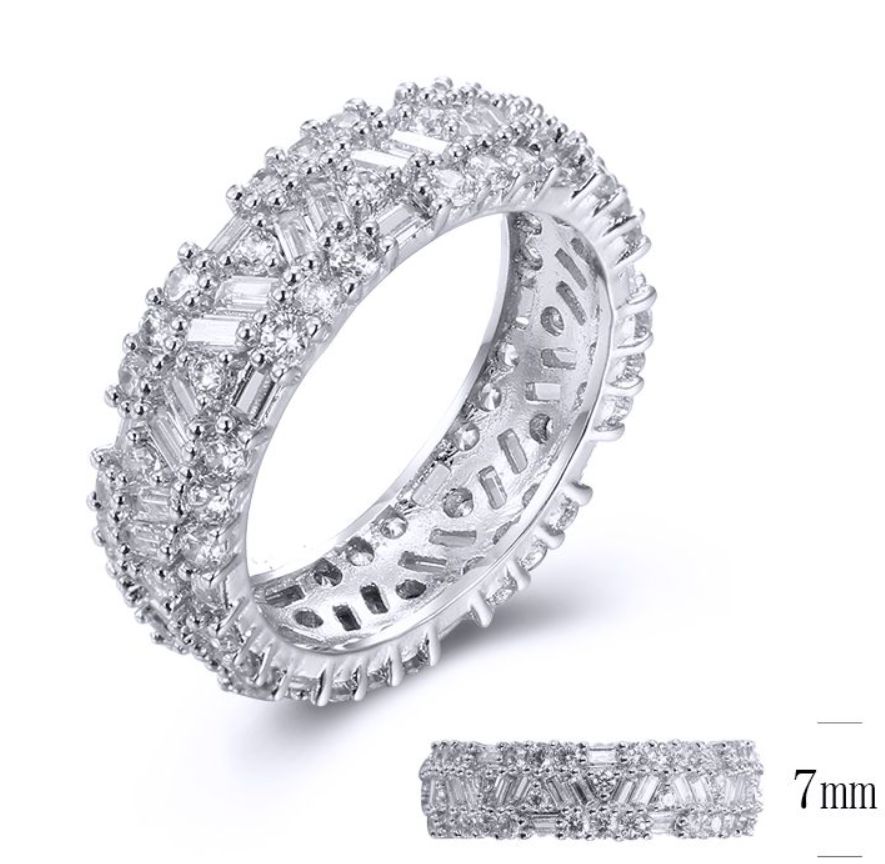 SJ34253, Ladies' Moissanite Ring, S925, Rhodium Plated, White, 4.21g