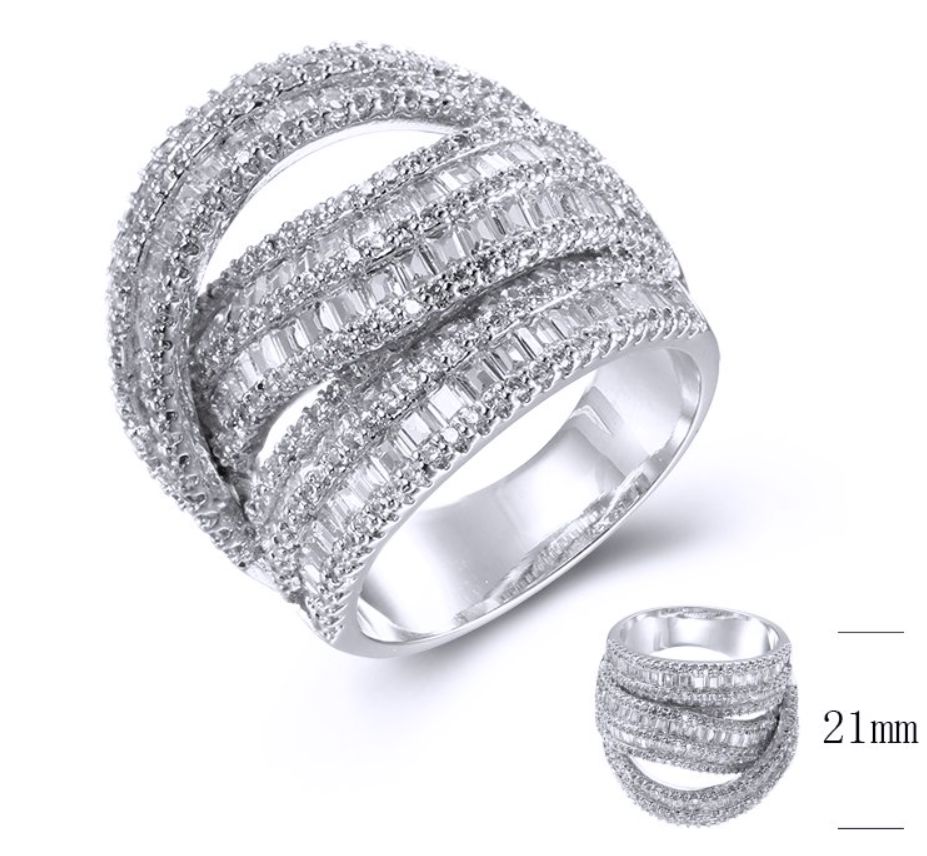 SJ38733, Ladies' Moissanite Ring, S925, Rhodium Plated, White, 10.71g
