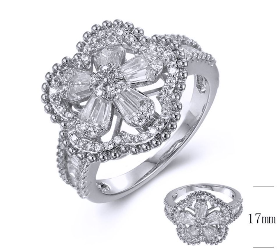 SJ37791, Ladies' Moissanite Ring, S925, Rhodium Plated, White, 4.36g