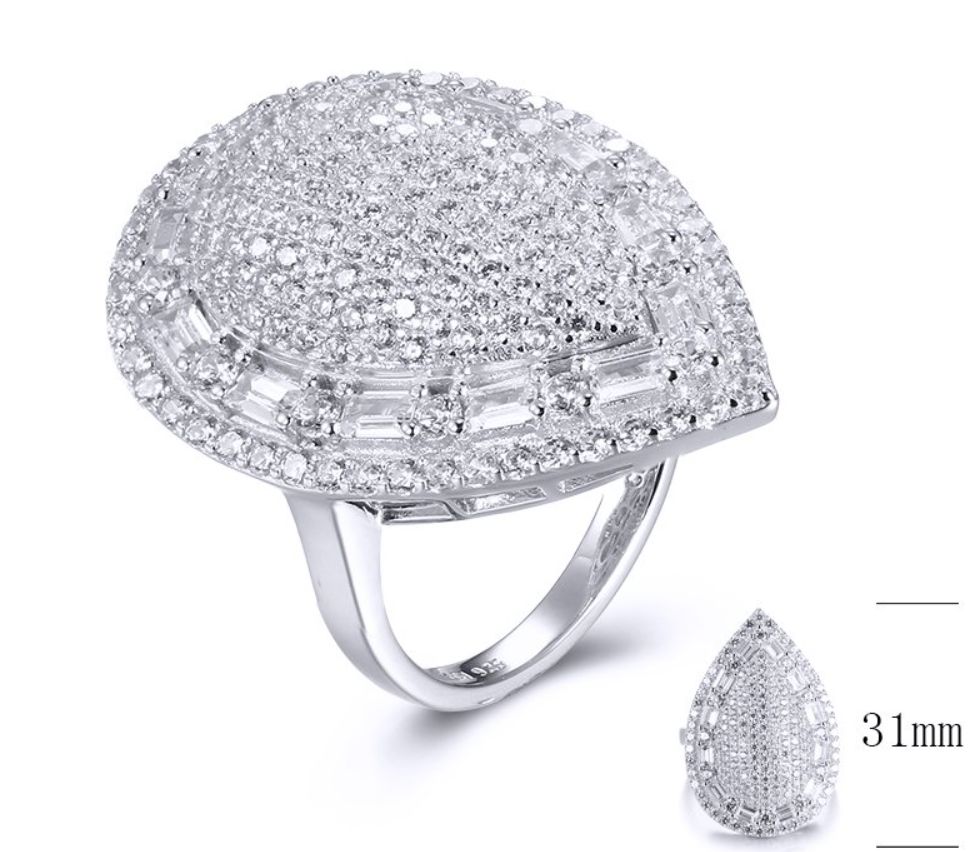 SJ32454, Ladies' Moissanite Ring, S925, Rhodium Plated, White, 8.29g