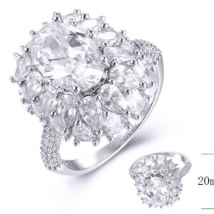 SJ38660, Ladies' Moissanite Ring, S925, Rhodium Plated, White, 7.65g