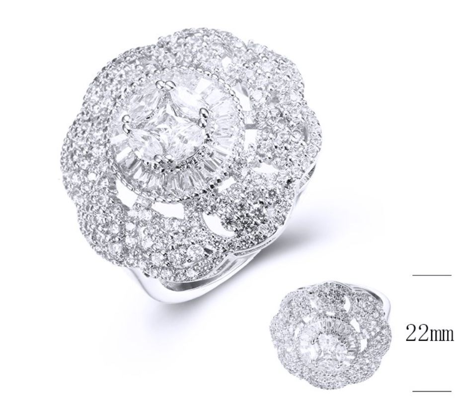 SJ36528, Ladies' Moissanite Ring, S925, Rhodium Plated, White, 6.11g