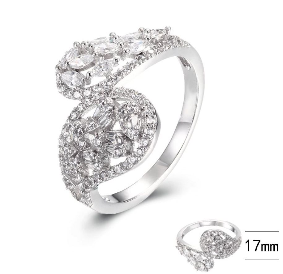 SJ39911, Ladies' Moissanite Ring, S925, Rhodium Plated, White, 3.17g
