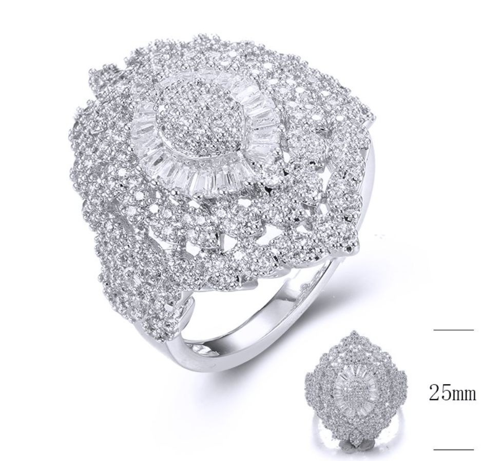 SJ35439, Ladies' Moissanite Ring, S925, Rhodium Plated, White, 5.76g