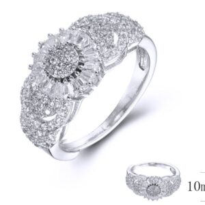 SJ34922, Ladies' Moissanite Ring, S925, Rhodium Plated, White, 3.8g