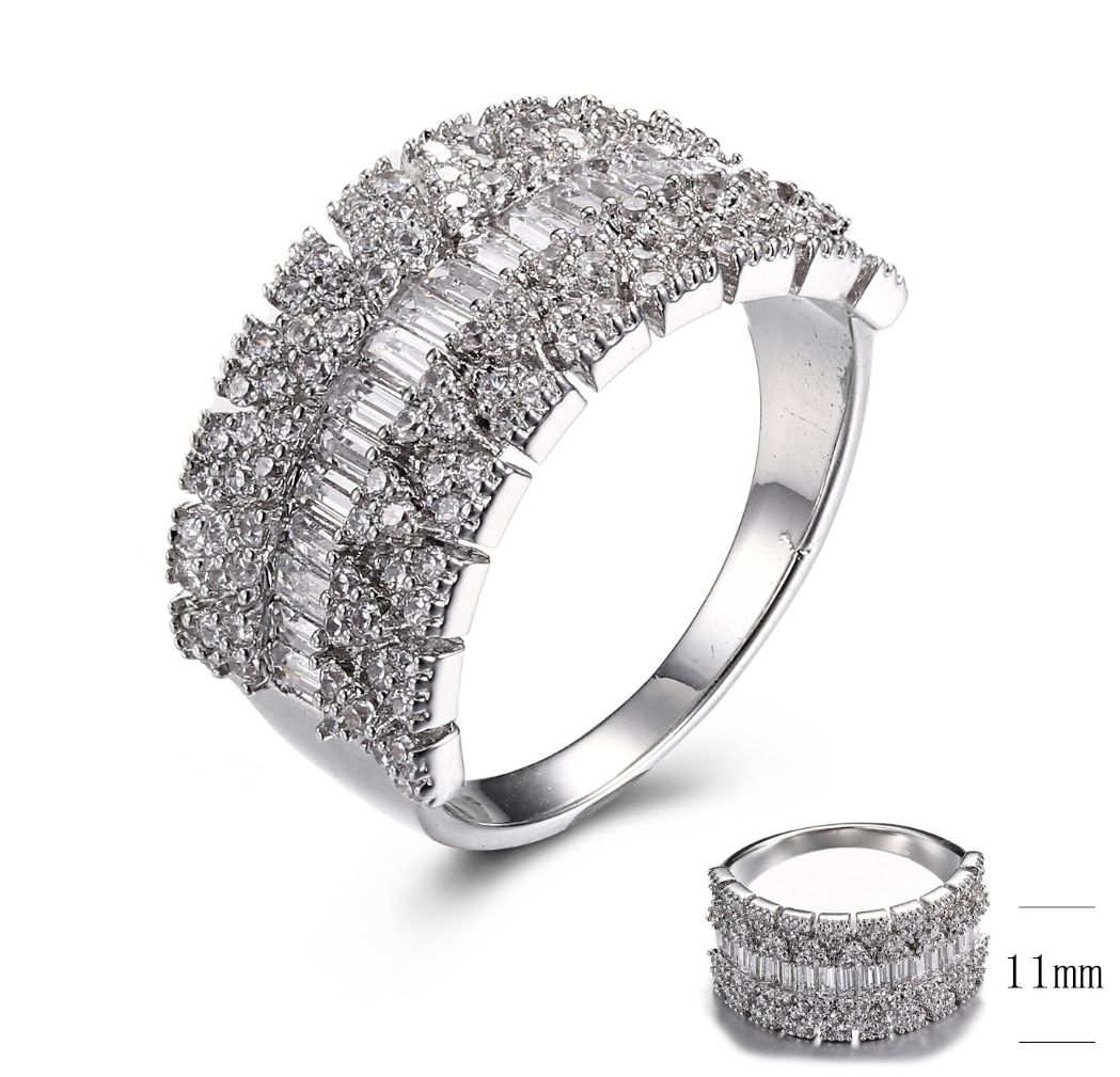 SJ30616, Ladies' Moissanite Ring, S925, Rhodium Plated, White, 4.79g