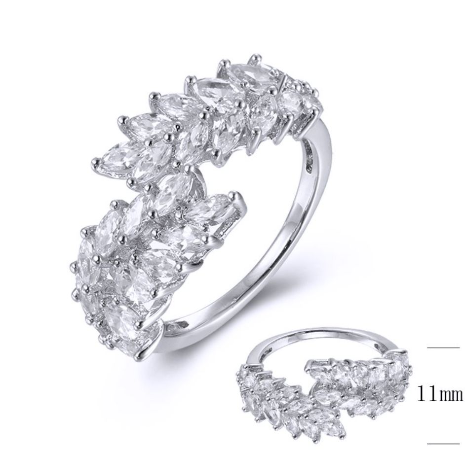 SJ38914, Ladies' Moissanite Ring, S925, Rhodium Plated, White, 3.32g