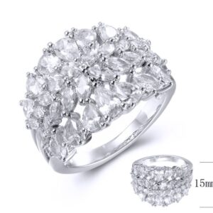 SJ38643, Ladies' Moissanite Ring, S925, Rhodium Plated, White, 4.97g