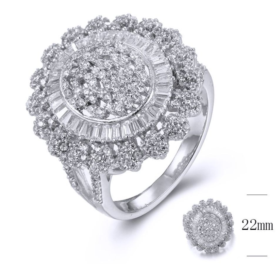 SJ35815, Ladies' Moissanite Ring, S925, Rhodium Plated, White, 5.36g