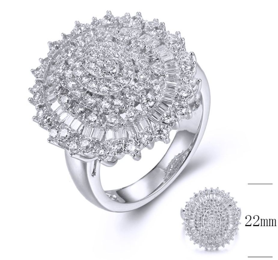 SJ35803, Ladies' Moissanite Ring, S925, Rhodium Plated, White, 6.39g