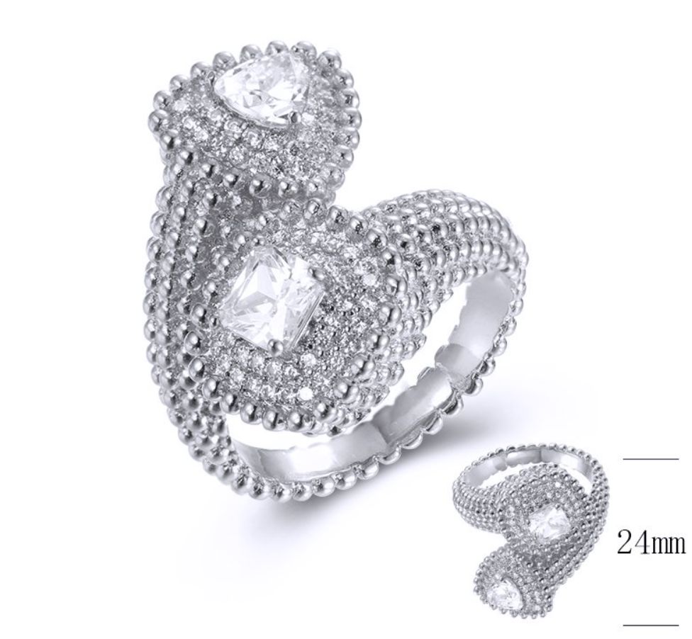 SJ38180, Ladies' Moissanite Ring, S925, Rhodium Plated, White, 9.04g