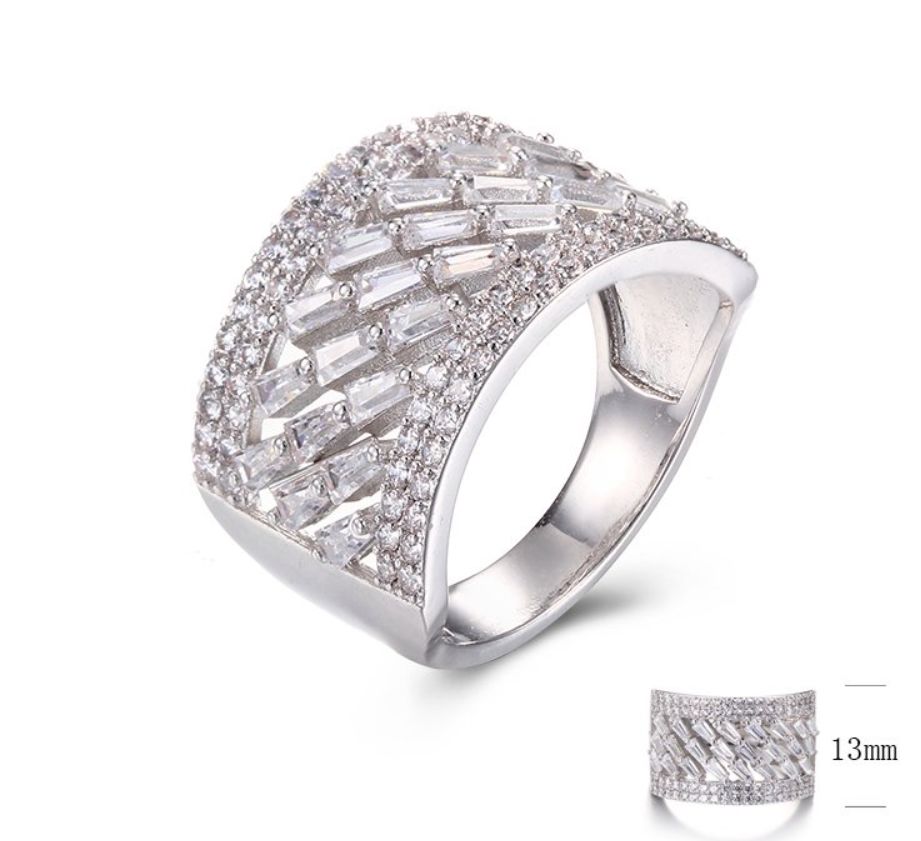 SJ30041, Ladies' Moissanite Ring, S925, Rhodium Plated, White, 5.05g