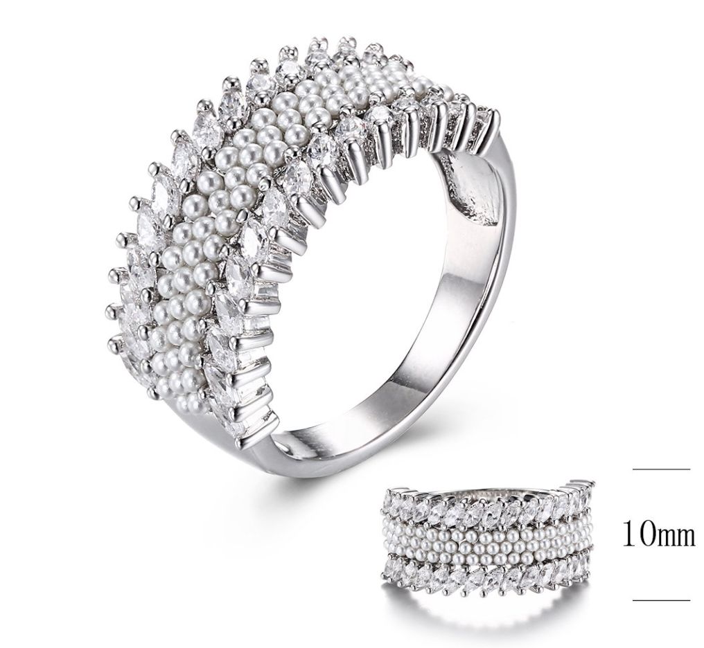 SJ30526, Ladies' Moissanite Ring, S925, Rhodium Plated, White, 4.57g