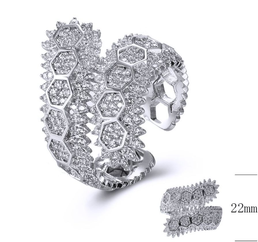 SJ34473, Ladies' Moissanite Ring, S925, Rhodium Plated, White, 4.82g
