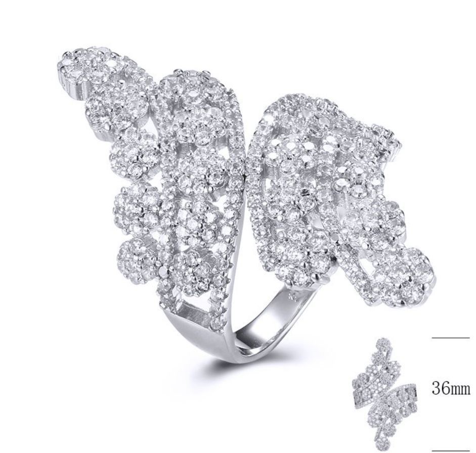 SJ30179, Ladies' Moissanite Ring, S925, Rhodium Plated, White, 6.53g